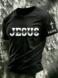 Men's Jesus The Way The Truth The Life Print Round Neck T-shirt