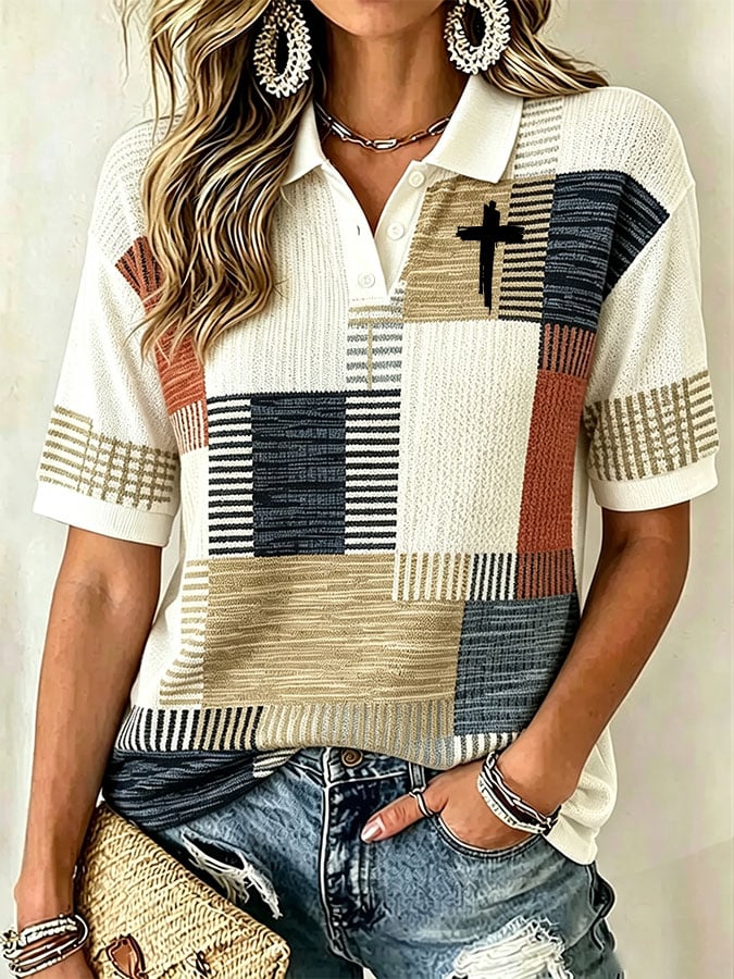 Women's Print Casual Polo Shirt