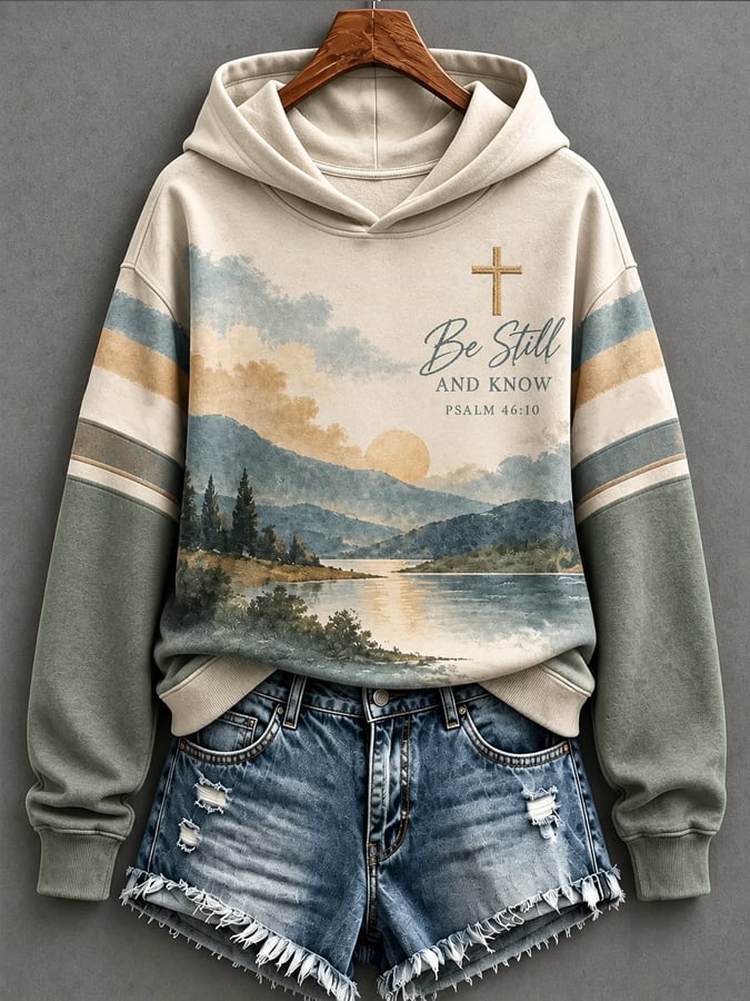 Women's Be Still And Know Psalm 46:10 Printed Sweatshirt
