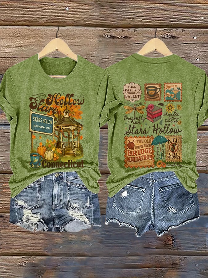 🔥HOT SALE🔥Retro Stars Hollow Connecticut Luke’s Coffee Cup Dragonfly Inn In Omnia Paratus Print T-Shirt