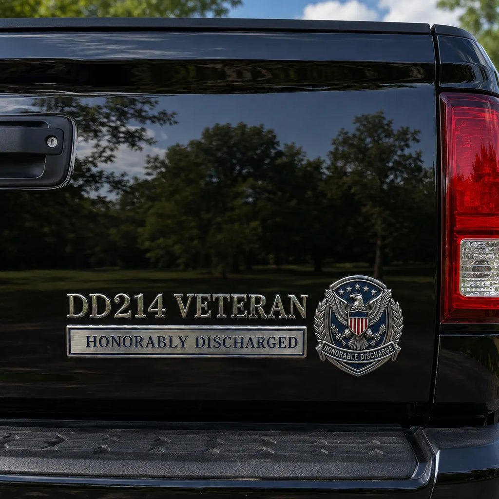 🇺🇸 DD214 Veteran Honorable Discharge Metal Car Emblem Badge