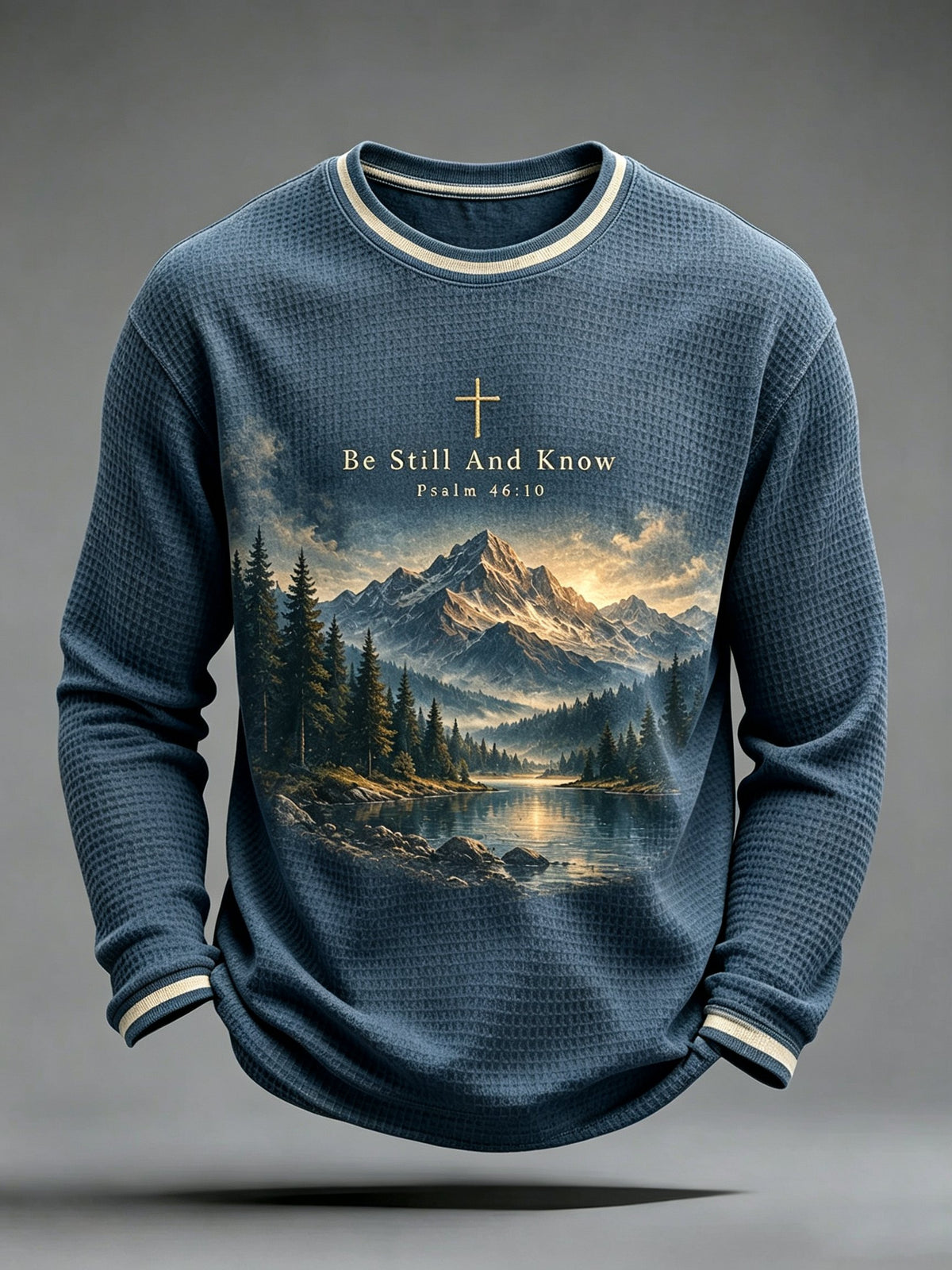 Men's Be Still And Know Psalm 46:10 Printed Waffle-Knit Top