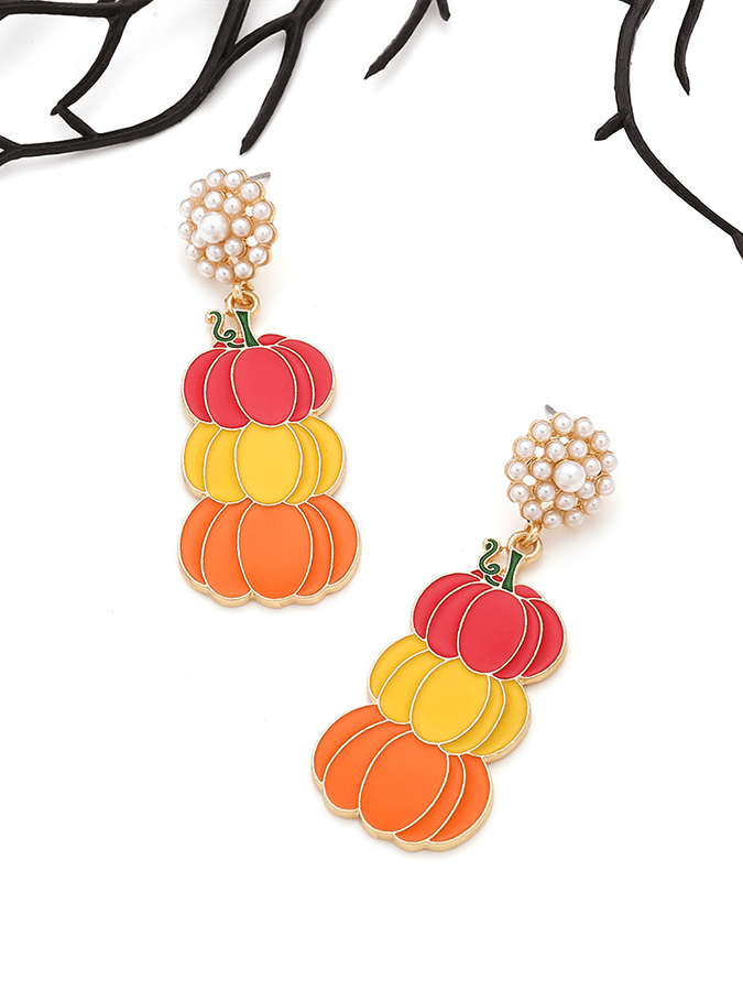 Halloween Ombre Pumpkin Drop Earrings