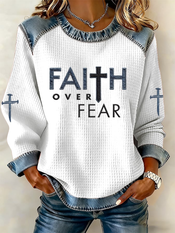 Women's Retro Faith Print Sweatshirt