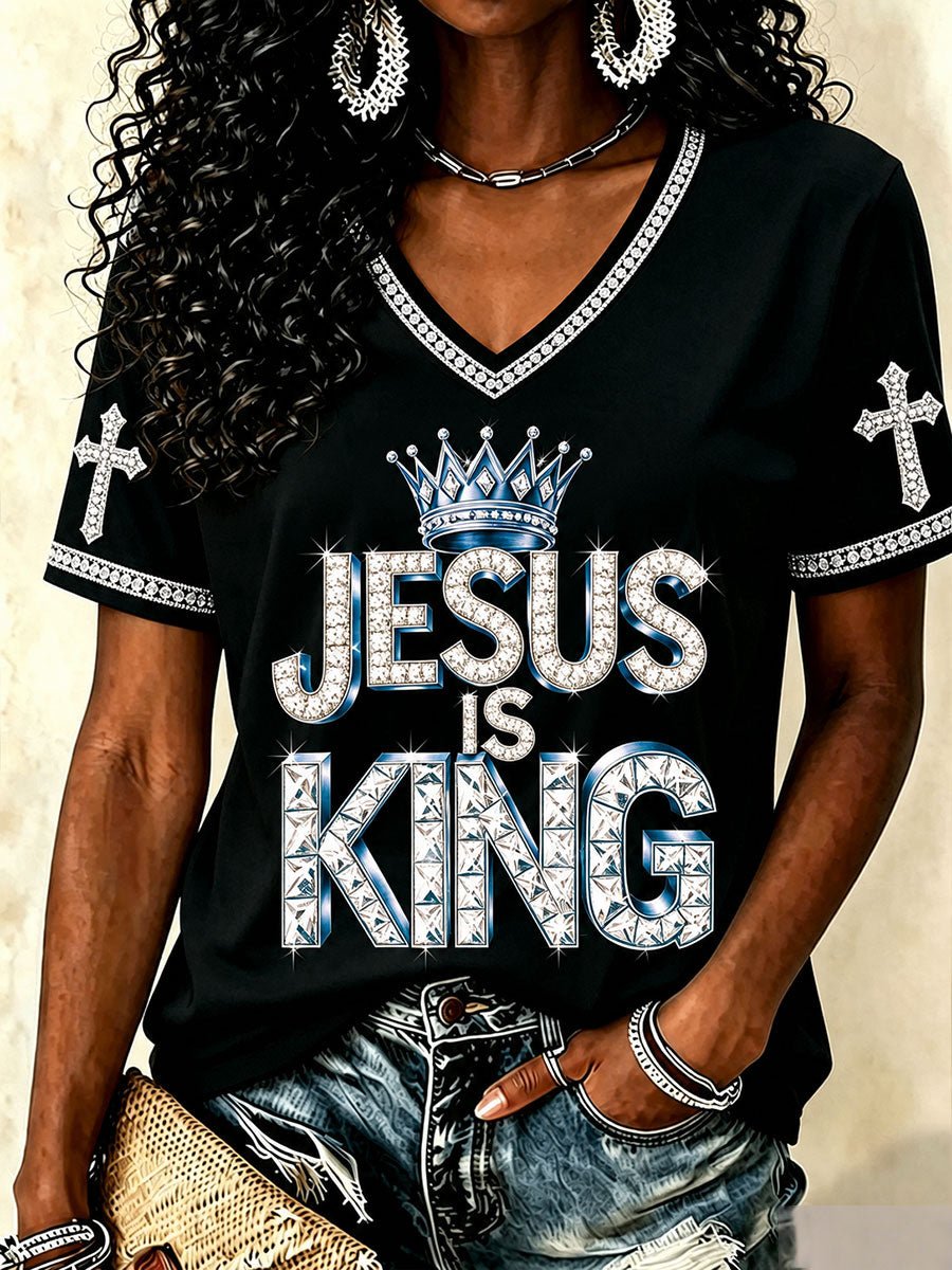 Classic 'Jesus Is King' Graphic Short-Sleeved Shirt