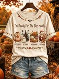 Women's Vintage I'm Ready For The Ber Months Print Casual T-shirt