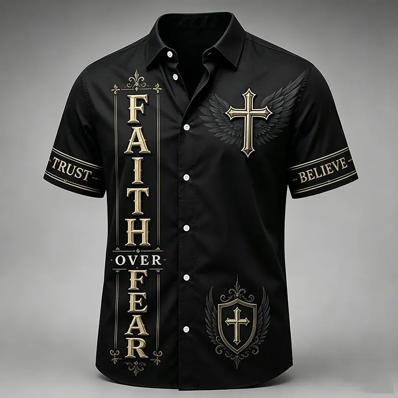 Men's Faith Cross Printed Casual Shirt