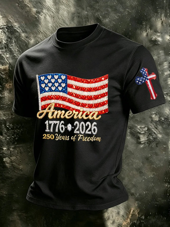 Men'S America Flag Print T Shirt