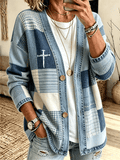 Women's "Faith" Print Knit Cardigan