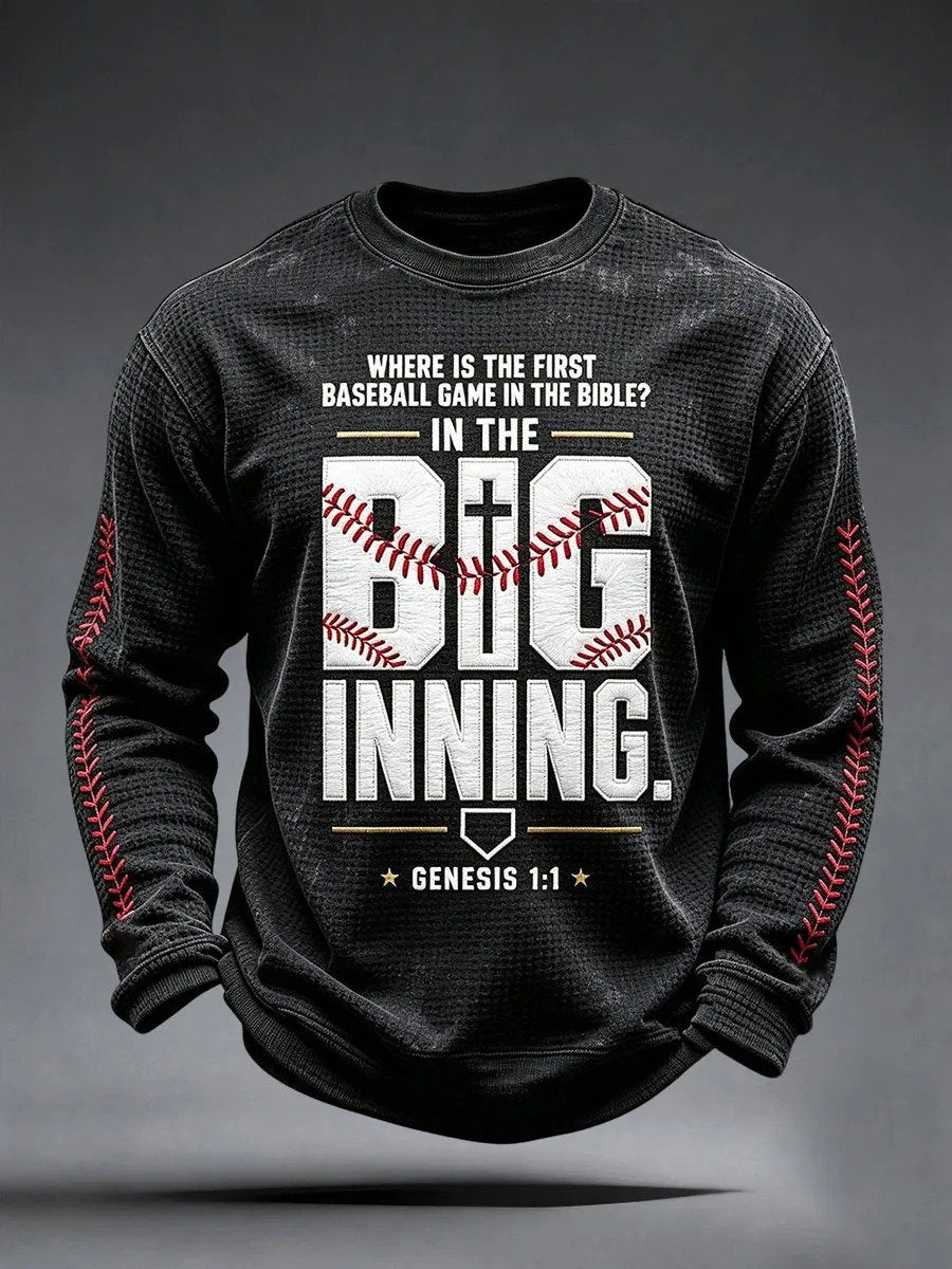 Men's Where Is The First Baseball Game In The Bible In The Big Inning Waffle Top
