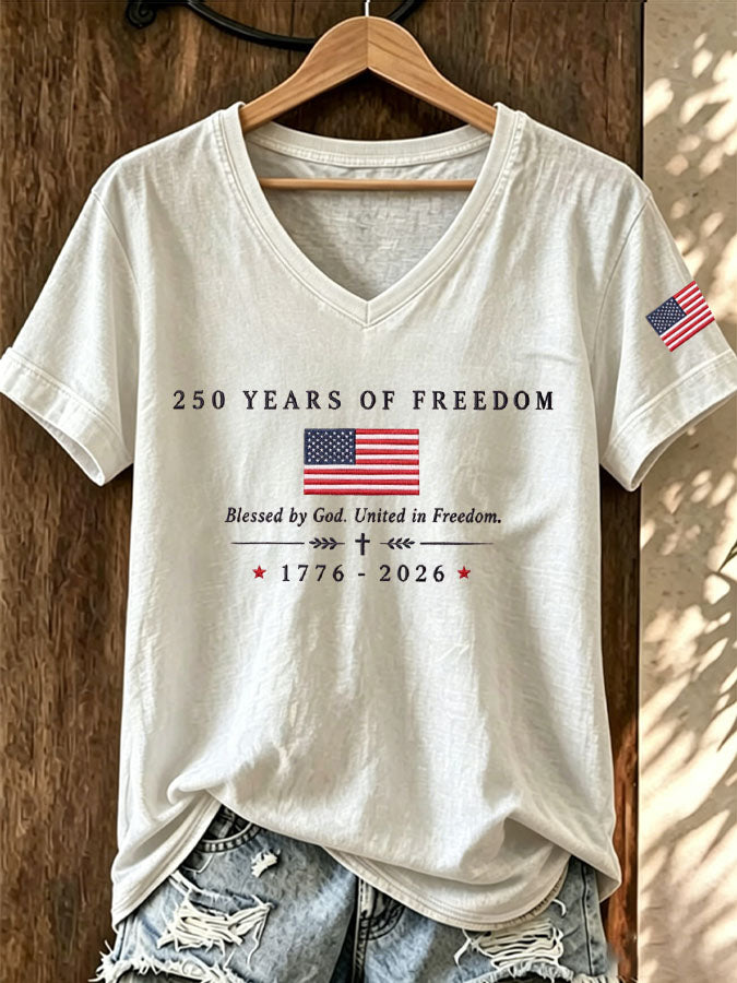 Women'S Independence Day Flag Printed Casual Short Sleeved Shirt
