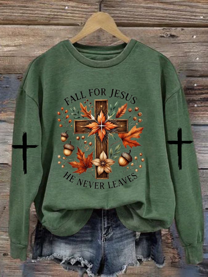 Women's Fall Jesus Print Sweatshirt