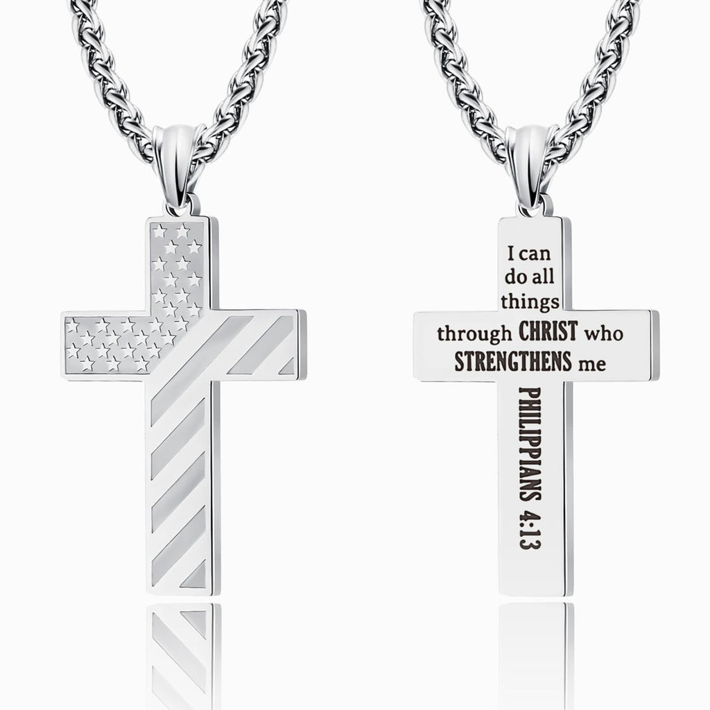 Men's American Flag Cross Necklace