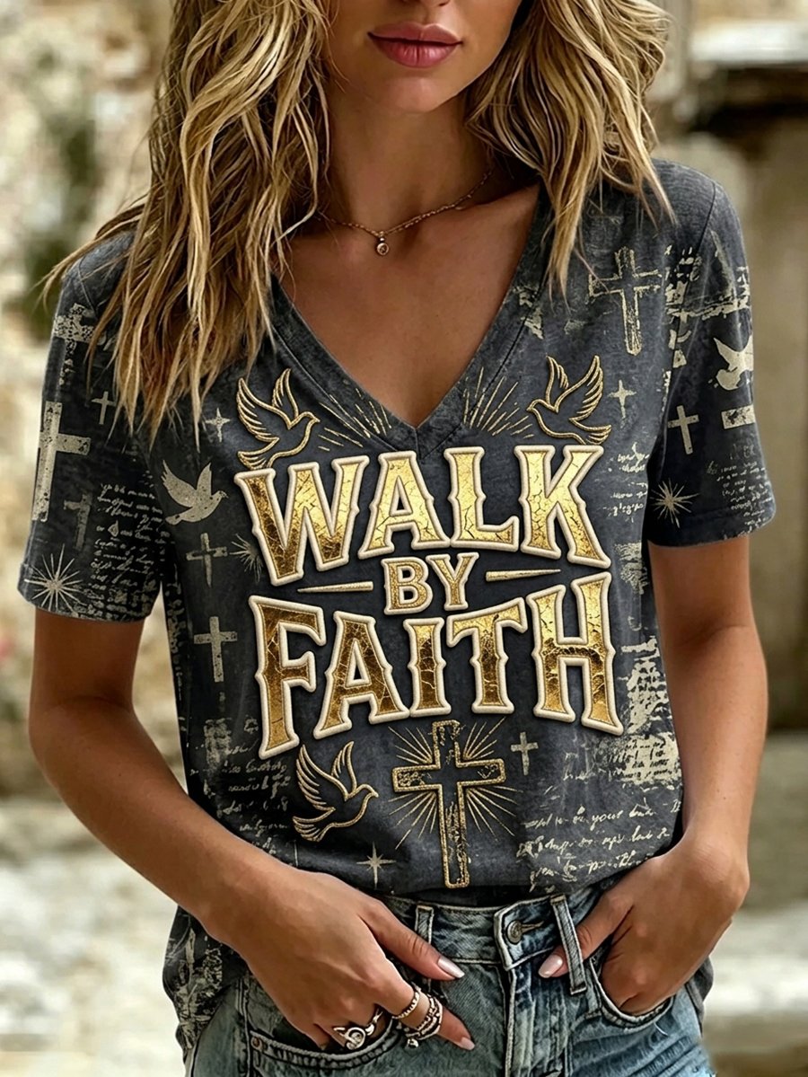 Women's Walk By Faith Print Top