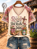 Women's Vintage Western Faith-Print T-Shirt
