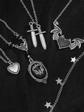 Halloween Gothic Dark Heart Wings Pendant Necklace