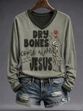 Women's Faith Lover Dry Bones Come Alive Halloween Printed T-shirt