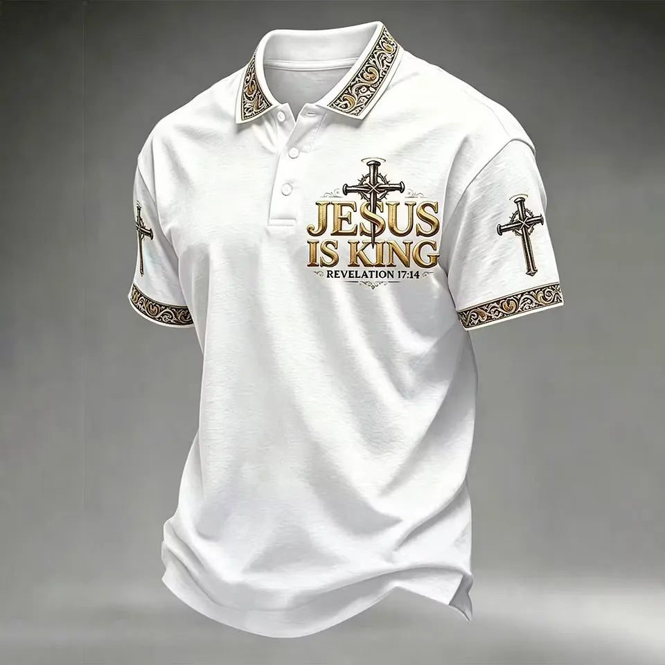Men's Faith Cross Printed Polo Shirt