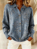 Women's Faith Print Knitted Collar Button Cardigan