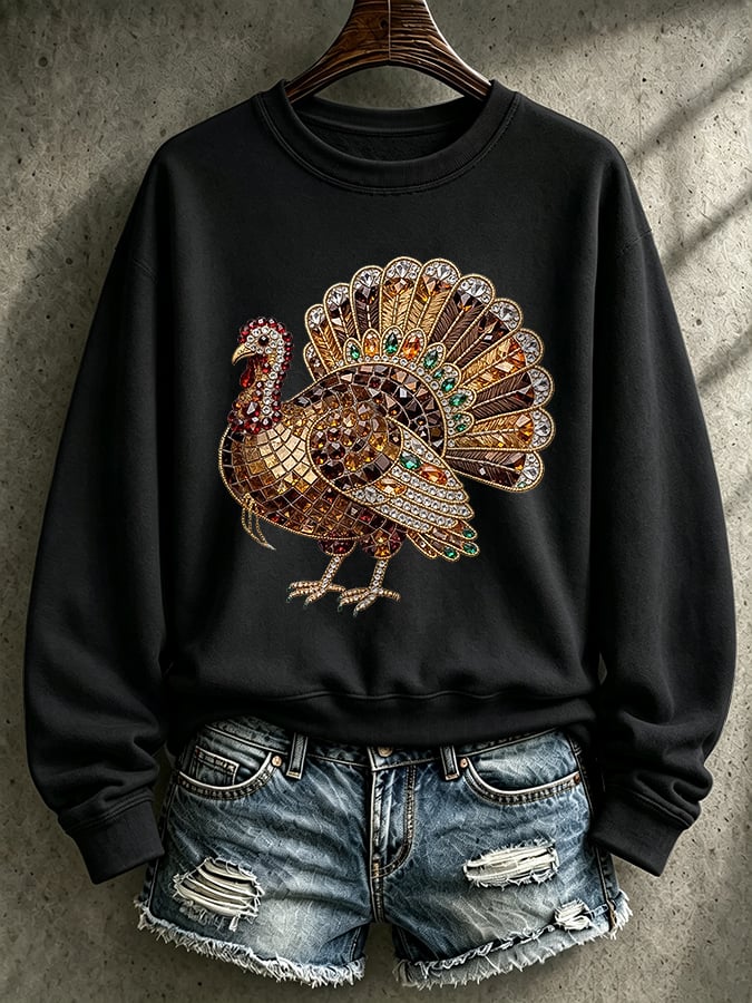Women's Casual Printed Long-Sleeve Sweatshirt
