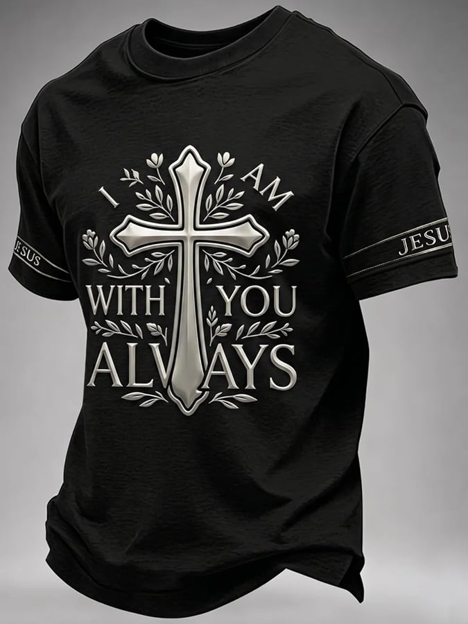 Men's I Am With You Always Print Casual T-shirt