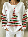 Women's Casual Printed Waffle Long-Sleeve Top