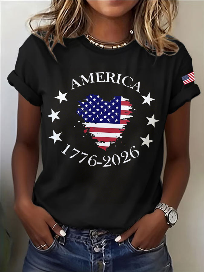 Women's USA Printed Casual T-shirt