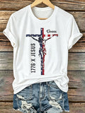 Women's Flag and Faith Print T-Shirt