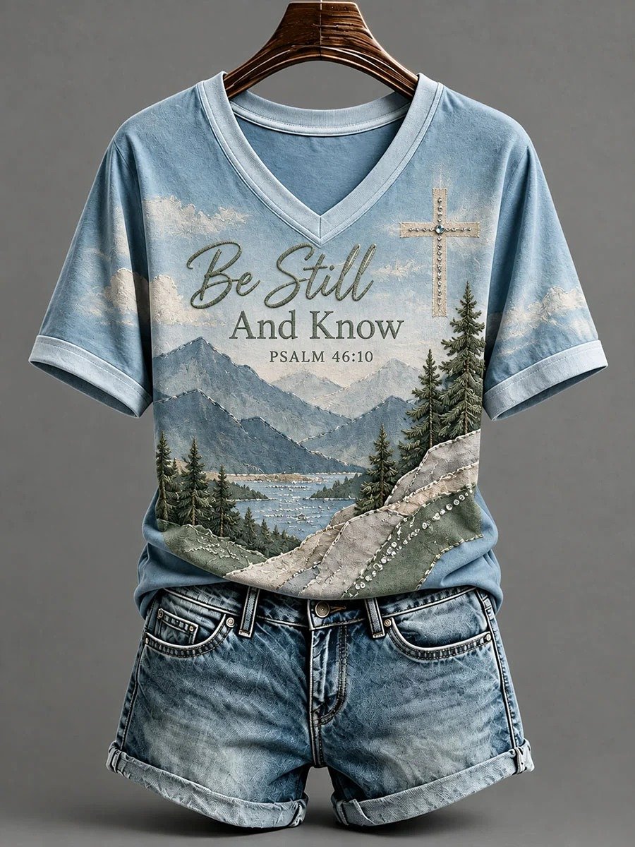 Women's Faith Cross-Print Top