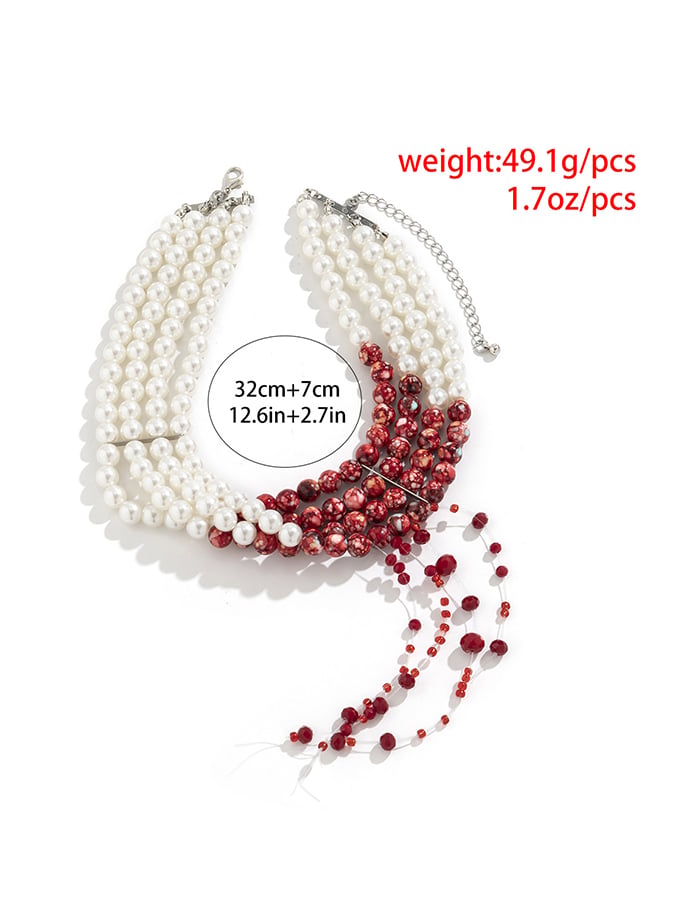 Halloween Gothic Dark Blood Faux Pearl Choker