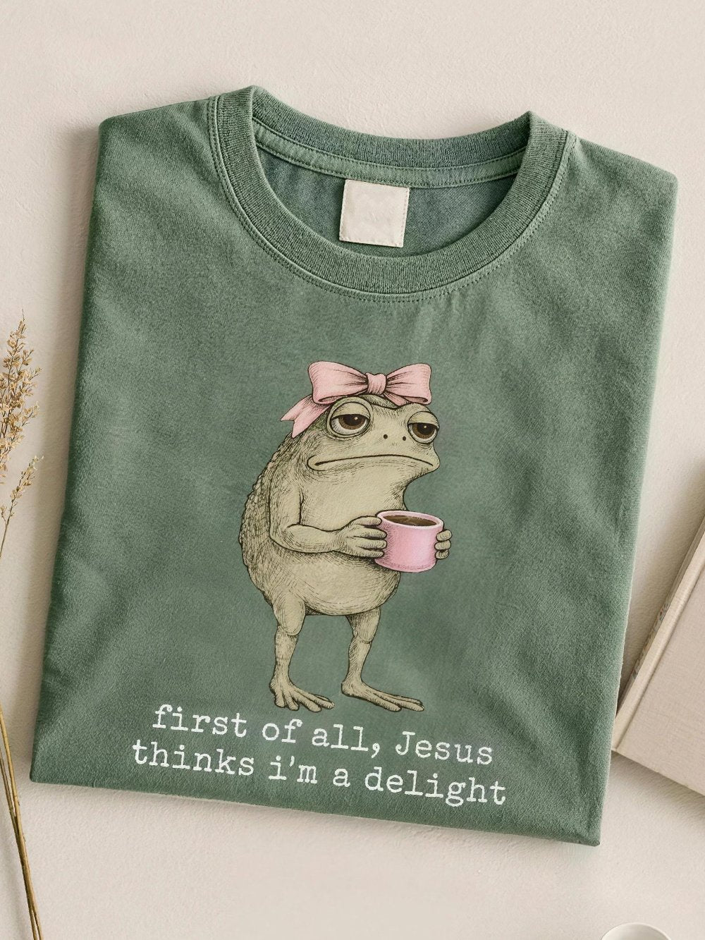 Women's "First of all, Jesus thinks I'm a delight" Graphic Crew-Neck Short-Sleeve T-Shirt