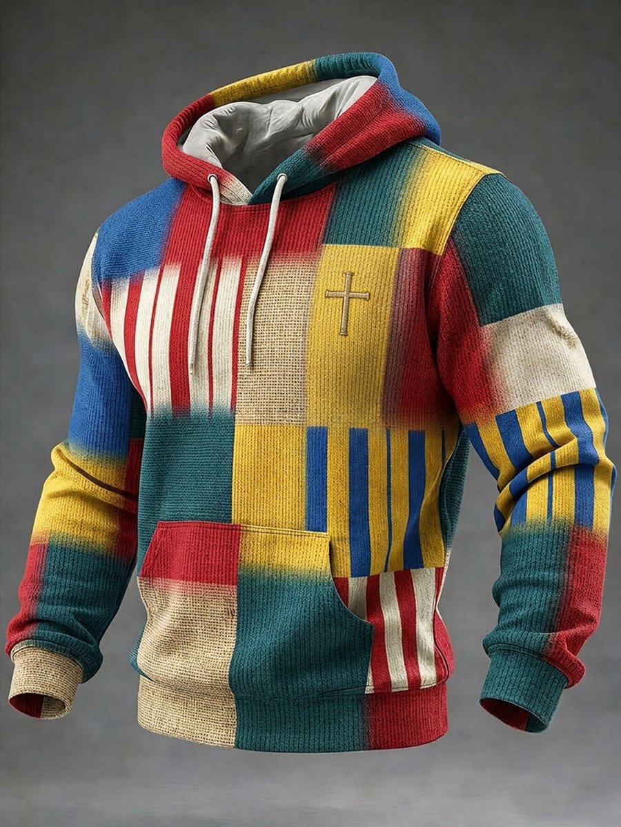 Men's Casual Faith Bauhaus Print Hooded