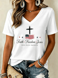 Women's Freedom Faith Jesus Print T-shirt