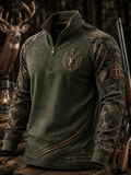 Men's Vintage Traditional Reindeer Pattern Printed Polo Shirt
