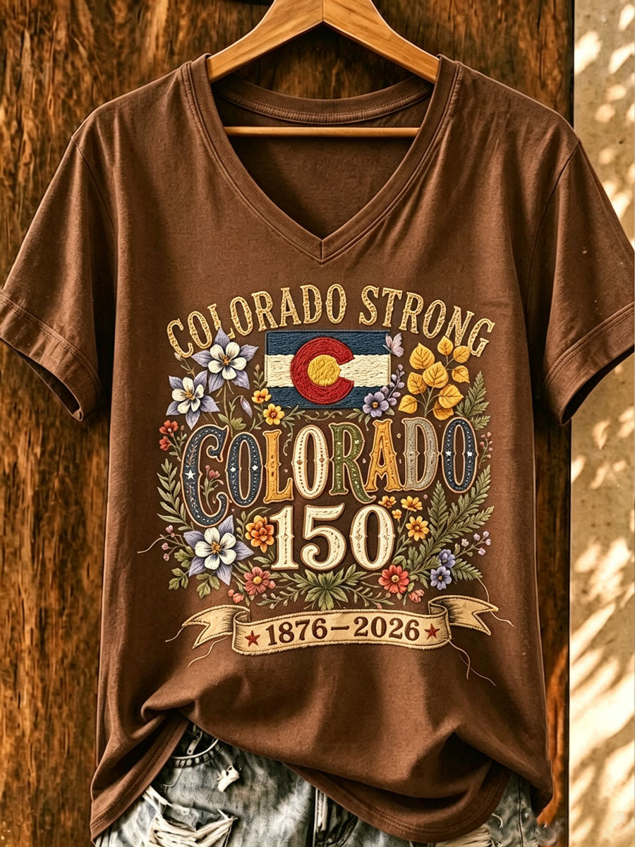 Women'S Colorado Strong Vintage Colorado Flag Mountain Forest T-Shirt
