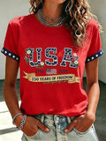 Women'S Flag Cross Printed Casual T-Shirt
