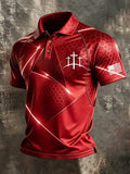 Men's Retro Faith Cross Print Casual Polo Shirt