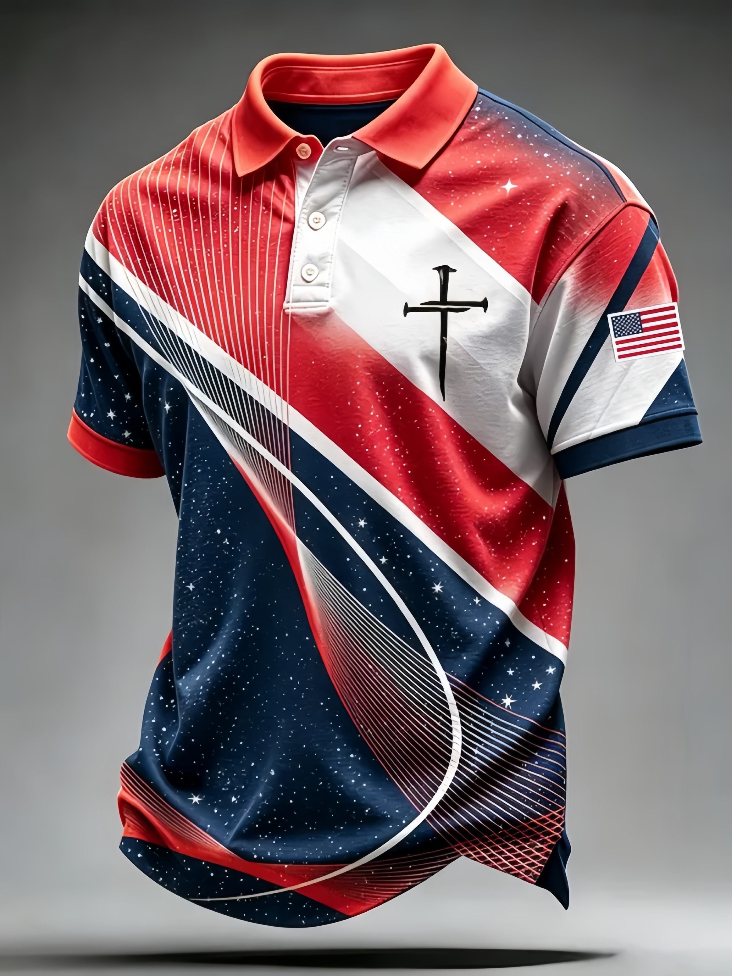 Men's Business Casual Faith Graphic Print Short Sleeve Polo Shirt