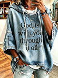 Women's  Retro God Christian Print Top