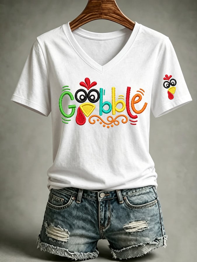 Women's Thanksgiving Print T-Shirt