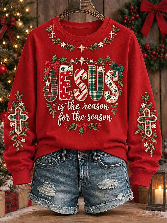 Women's Casual Printed Long-Sleeve Sweatshirt
