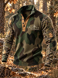 Men's Autumn/Winter "Jungle Faith" Camouflage Print Waffle-Knit Top