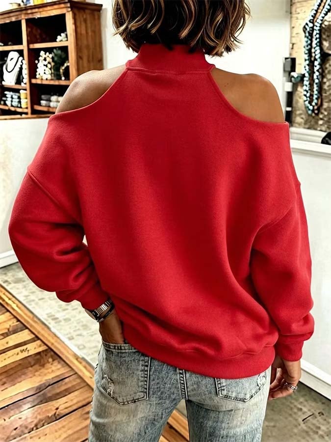 Women'S Bow-Detail Off-Shoulder Sweatshirt