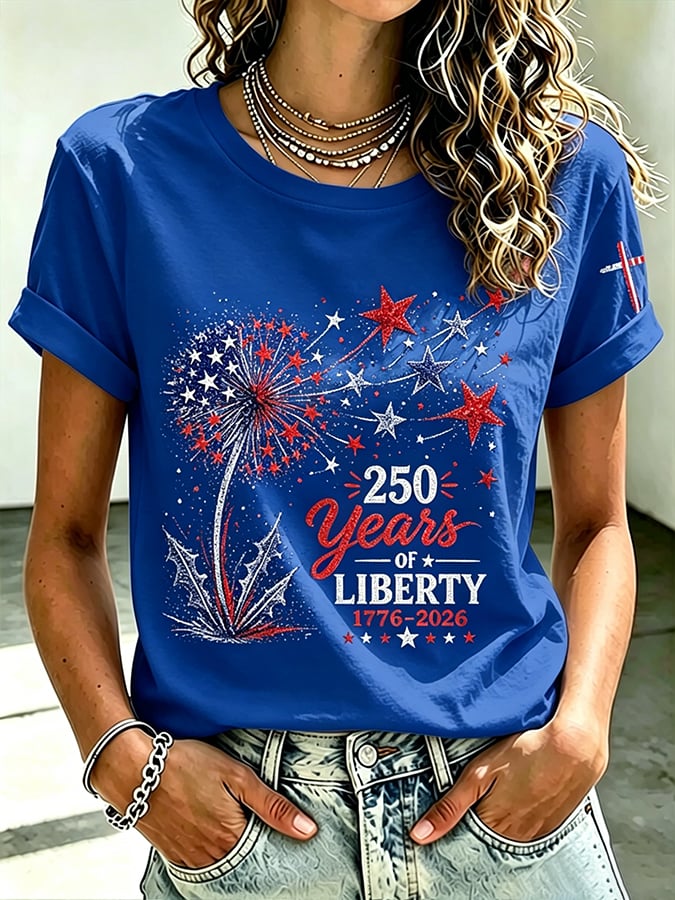 Women's America 250 1776-2026 Freedom  Faith Print T-shirt