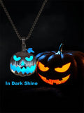 Unisex Halloween accessories luminous pumpkin pendant glowing at night ghost face necklace