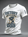 Men's Football And Jesus Faith Print Short-Sleeve T-Shirt