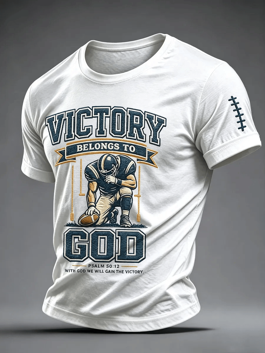 Men's Football And Jesus Faith Print Short-Sleeve T-Shirt