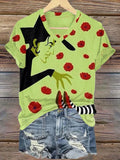 Women's Halloween Red Shoes Printed Casual T-Shirt