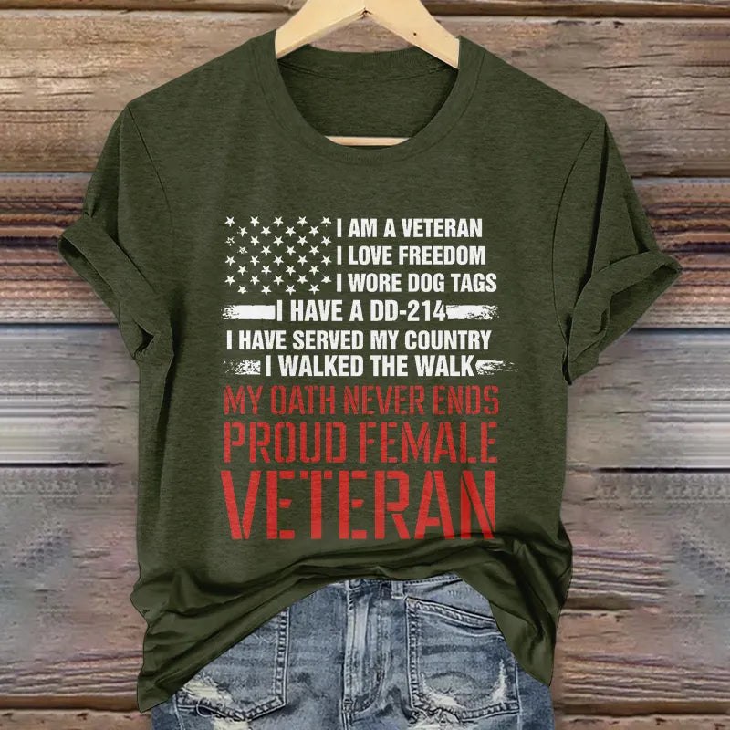 Women's Proud Female Veteran Casual T-Shirt