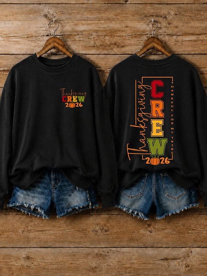 Women's Retro Thanksgiving Turkey Print Sweatshirt